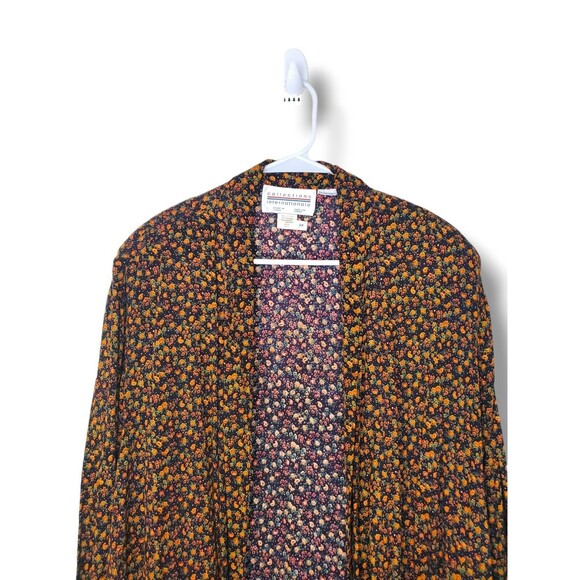 Vintage Collections Internationale Floral Print Open Front Layer Blouse Sz 2X - Picture 4 of 14
